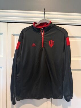adidas Black and Red Indiana University Half-Zip Pullover